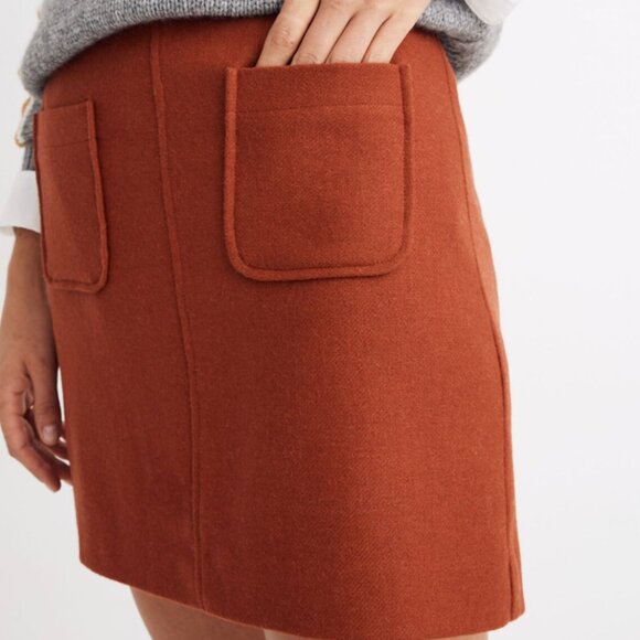 Madwell Museum Patch-Pocket Mini Skirt Wool Blend - Picture 3 of 6